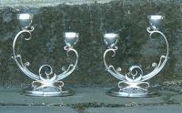 Pair of Modern HR Sterling Silver Danish Candle Sticks circa 1950