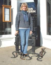 Antique Arts and Crafts hand hammered andirons
