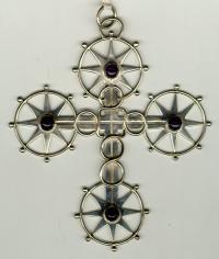 William Spratling Sterling Silver Amethyst San Antonio Cross Pendant