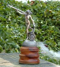 Trumpeter by Emile Edmond Peynot Silvered bronze Ballot car mascot c1922