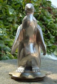 Penguin by Arthur Faber Pingouin French Silvered Bronze car mascot hood ornament 1930