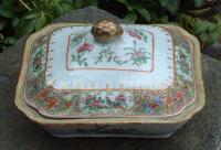 Rose Medallion Porcelain Covered Serving Dish