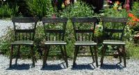 Antique Pennsylvania Plank Seat Chairs original paint circa 1835