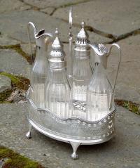 Sterling silver cruet set c1784 John Wakelin or Joseph Wilson