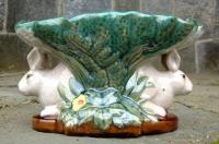 Vintage Majolica Porcelain rabbit Center Piece