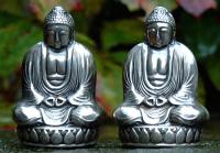 Sterling Silver Pair Buddha Salt and Pepper Shakers