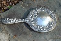Antique Alvin sterling silver hand vanity mirror