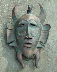 African Senufu mask in bronze or brass lost wax c1960