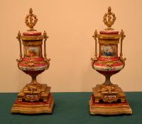 Antique Pair P H Mourey French porcelain urns