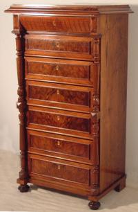 Antique Swedish walnut tall chest c1860