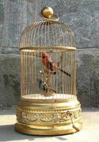 Antique French Brass Bird Cage Music Box