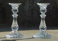 Antique French Baccarat Glass Candle Sticks