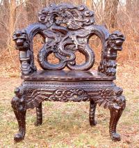 Antique Chinese carved serpent chair