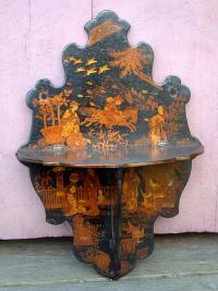 Antique Japanese Papier Mache Folding Shelf