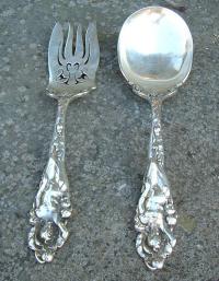 Antique Sterling Silver Salad Fork and Spoon Set