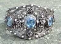 Antique Guilermo Peruzzi silver aqua marine bracelet