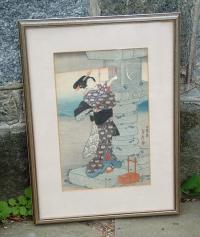Antique Japanese Woodblock Print Refined Beauty