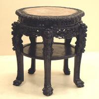 Antique Chinese Marble Top Rosewood Plant Stand