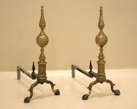 Antique Brass steeple Top Andirons