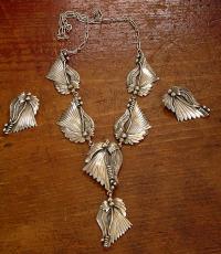 Handmade sterling silver necklace earrings JJM