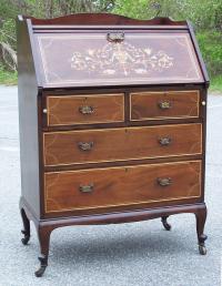 R J Horner ladys inlaid drop front desk