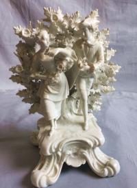 Antique porcelain lovers in a bower c1900