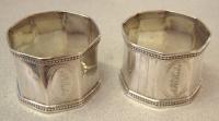 Victorian silver plated napkin rings pair c1865