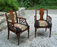 Pair Chinese Rosewood arm chairs c1900