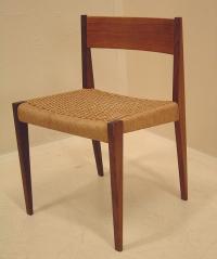 Hans Wegner Modern teak side chair Danish cord seat c1950