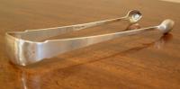 C Brewer Middletown Coin Silver tongs c1800