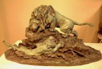 Oriental bronze figure lion tiger sculpture