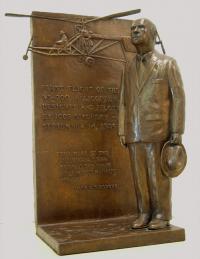 Igor Sikorsky portrait figure in Bronze with Helicopter David Kintzler