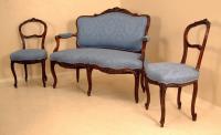 Antique French upholstered carved walnut parlor set c1875