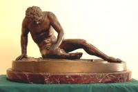 The Dying Gaul bronze sculpture figure on marble base 19c