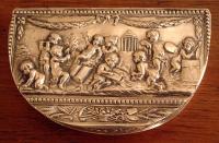 German silver snuff box with cherubs hallmarked 19th century