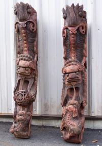 Large pair of Chinese carved wood Corbels c1800