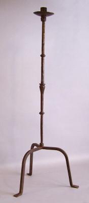 Early French hand wrought Iron Torchere standing candle holder c1800