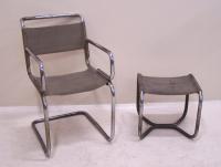Marcel Breuer chrome chair footrest made by Thonet c1925