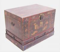 Antique Chinese hand painted travel storage trunk c1800