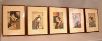 Yoshitoshi Japanese wood block prints set of five c1839 1892