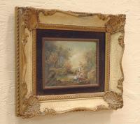 Miniature romantic European Landscape oil on copper painting