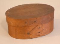 Mennonite antique covered oval wood pantry box c1870