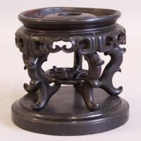 Chinese porcelain vase stand in carved wood c1800