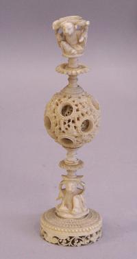 Chinese ivory puzzle ball stand