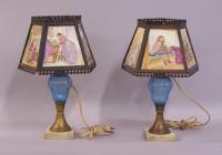 Pair KPM  five panel porcelain lamp shades