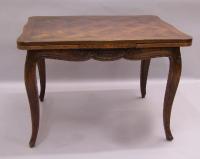 Antique French oak parquet draw leaf dining table c1880
