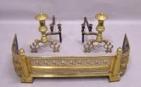 Russian brass fireplace fender and andirons c1880
