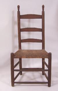 Early American three slat ladder back rush seat chair c1800