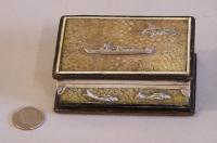 Antique English sterling silver and shagreen jewelry box c1918