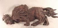 Late Edo Early Japanese Meiji Wooden Shi shi with Cub